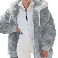 Ženski kardigan ženska moda Ženska Plus veličina Zimska topla široka Plišana jakna s kapuljačom s patentnim zatvaračem