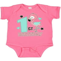Inktastični 1. rođendan s flamingo zvijezdama i srcima poklon djevojački bodi