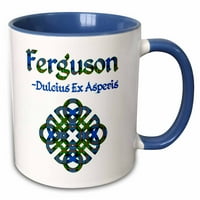 Keltski čvor u tartanskim bojama za klana Ferguson i obiteljski moto 11oz dvobojne plave krigle-318245-6