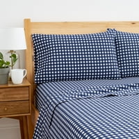 Gap Home Gingham Organski set lista s pamučnim mješavinama, blizanac, mornarica, 3 komada