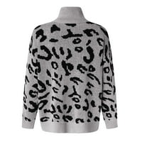 Europa i Amerika casual split pletena leopard dva pulover pulover s puloverom Žene za žene pulover džemper siva