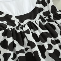 Binwwede djevojčica haljina s kratkim rukavima modna krava tiskana šava okrugli vrat a-line haljina