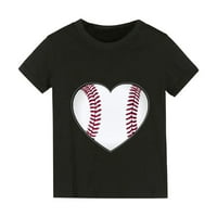 B91xz Toddler Graphic Tees Summer Solid Color Baseball Srce Crtani otisak dječaka i djevojčica vrhovi majice kratkih