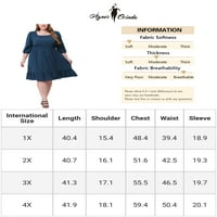 Jedinstveni prijedlozi ženska šifonska haljina u švicarskim točkicama Plus veličine u boemskom stilu s četvrtastim
