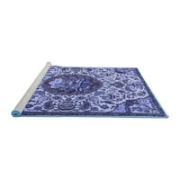 Tradicionalni unutarnji tepisi tvrtke, Okrugli, sa životinjskim dizajnom plave boje, perivi u perilici, promjera