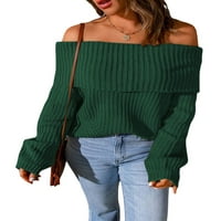 Multitrust žene pletene pulovera izvan ramena ležerni labavi dugi rukavi pulover vrhovi
