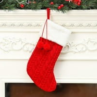 Pletene božićne čarape, rustikalne velike pletene božićne čarape s pomponima za božićne ukrase