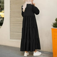 Žene se oblače solidna casual maxi haljina okrugli dekolte duge ljetne žene oblače crno 3xl