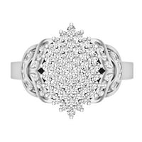 Ženski okrugli bijeli dijamantni prsten iz kolekcije desne ruke od srebra, Veličina 7