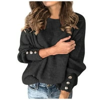 Ženski jesenski džemperi Rasprodaja ženski modni Jednobojni pulover s okruglim vratom topli džemper s dugim rukavima