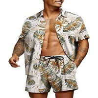 Muška havajska odijela za košulje u stilu, modna košulja s kratkim rukavima s kratkim rukavima + uključene kratke