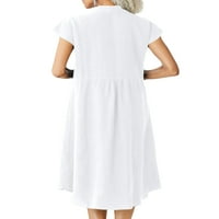 Ladies maxi haljine v Neck Summer Beach Sundress Sundress kratki rukavi duga haljina ležerna zabava bijela 3xl