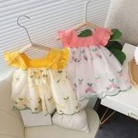 Ljetne haljine za djevojčice novi cvjetni print Mali modna haljina letećih rukava 3- godine