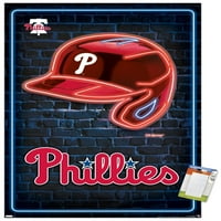 Philadelphia Phillies - neonski plakat na zidu s kacigom, 22.375 34