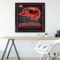 Cincinnati Reds - plakat neonske kacige, 22.375 34 uokviren