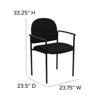 Luksuzni namještaj od udobne crne tkanine, čelična bočna stolica koja se može slagati s naslonima za ruke