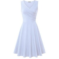 Moderna ženska ljetna ležerna elegantna haljina srednje duljine bez rukava s izrezom u obliku slova B, duge haljine