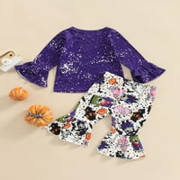 Malini za bebe djevojčice Halloween Outfits Dugi rukavi ruffle crtani duh majica