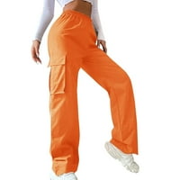 Entyinea teretne hlače Žene, ženske elastične hlače s visokim strukom, duge trenirke s džepovima