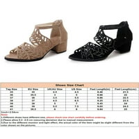 ; / Ženske sandale na visoku petu, patentni zatvarač, zdepaste potpetice, izrezi, modne cipele s otvorenim prstima,