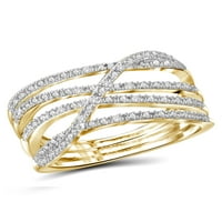 Jewelersclub 14K Zlatni srebrni naglasak bijeli dijamantni otvor za žene