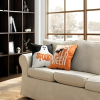 Halloween vezeni jastučni jastuci s duhom, šišmišem, jastucima za kauč, dekor kreveta, crno i narančasto, 18 18