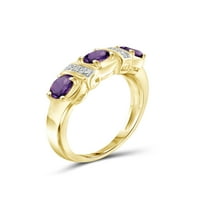 Jewelersclub Ametist Ring Birthstone nakit - 0. Carat Amethist 14K Zlatni nakit od srebrnog prstena s bijelim