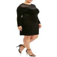 Ženska baršunasta haljina od platna, crna, 2 inča