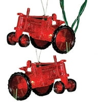 Božićni set vijenaca od crvenog poljoprivrednog traktora