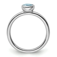 Akvamarinski prsten od čistog srebra niskog okruglog oblika