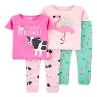 Pamučna pidžama za bebe i djevojčice uskog kroja s kratkim rukavima