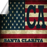 Santa Clarita, Kalifornija, Kalifornija, Okrug Los Angeles, Vintage naljepnica američke zastave, naljepnica vinilnog
