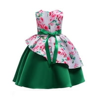 Odjeća / haljina za djevojčice s cvjetnim printom s volanima u obliku mašne, rođendanska haljina, duge haljine,