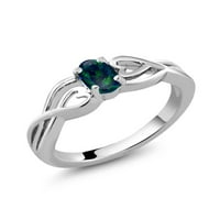 Kralj dragulja 0. Prsten od sterling srebra s ovalnim kabochonom u zelenoj boji s imitacijom opala