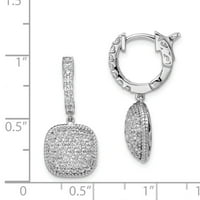 Fini nakit od sterling srebra presvučen rodijem, viseća naušnica s četvrtastim obručem za žene i odrasle