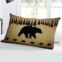 Dekorativne tiskane jastučnice siluete životinja crnog šumskog medvjeda na retro pozadini tiskane jastučnice mekane