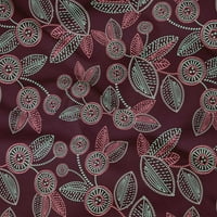 Oneoone organski pamučni poprilični tkanina lišća i cvjetna umjetnička tiskana tkanina u dvorištu široka