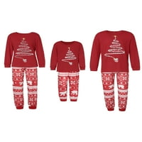 Obiteljski Božićni pidžama Set dugih rukava s printom božićnog drvca prugaste hlače Svečana Božićna pidžama Setovi