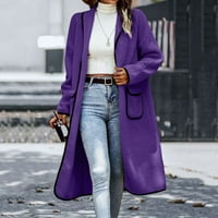 ženski kardigan za žene ženski Kardigan u kontrastnoj boji s gumbom, plišani kaput s džepovima, modni ležerni