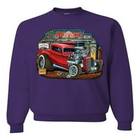 Majica s kapuljačom, Vintage Hot Rod, stari garažni Automobili i kamioni s okruglim vratom, Ljubičasta, Plus veličina