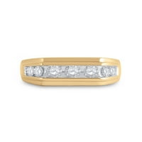 Nakit 10k žuto zlato muški prsten s okruglim dijamantom s ravnim vrhom veličine 10
