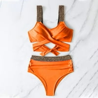 Ženski kupaći kostim u kupaćem kostimu, Modni Ženski seksi dvodijelni kupaći kostim, narančasta Veličina 6