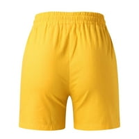 Trenažne kratke hlače, Ženske Ležerne ljetne hlače s elastičnim strukom, udobne kratke hlače s džepovima, žuta