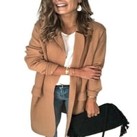 Ženski Blazer s dugim rukavima sako s reverom pametne jakne ženske jednobojne pripijene kaki jakne