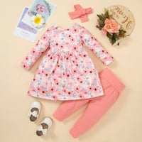 Hunpta dojenčad Djevojčice djevojke s cvjetovima s kratkim rukavima Otisci suknje solidne boje hlače odjeće za