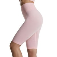 Ženske hlače Plus size Modne Ležerne jednobojne rastezljive joga hlače visokog struka kratke hlače