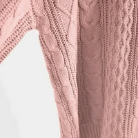 CaicJ džemperi za žene dame jeseni i zimske čvrste boje dugi rukavi v vrat moda labavi casual laneni uzorak jednostavni