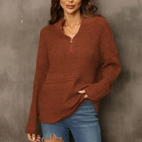 Ženski pulover Puloveri u donjem rublju, lagani, Okrugli vrat, jednobojni, patentni zatvarač, pleteni, casual,
