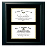 Dvostruko obložene satenske prostirke u crnoj, crnoj i zlatnoj boji - okvir certifikata