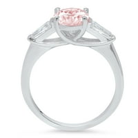 2. Dijamant ovalnog reza s imitacijom ružičastog dijamanta u bijelom zlatu od 14 karata s naglascima prsten s